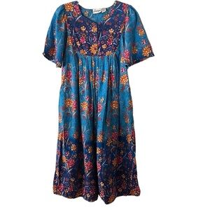 Loungees Women’s Floral 100% Cotton Maxi Dress. House Dress. Muumuu. Sz L